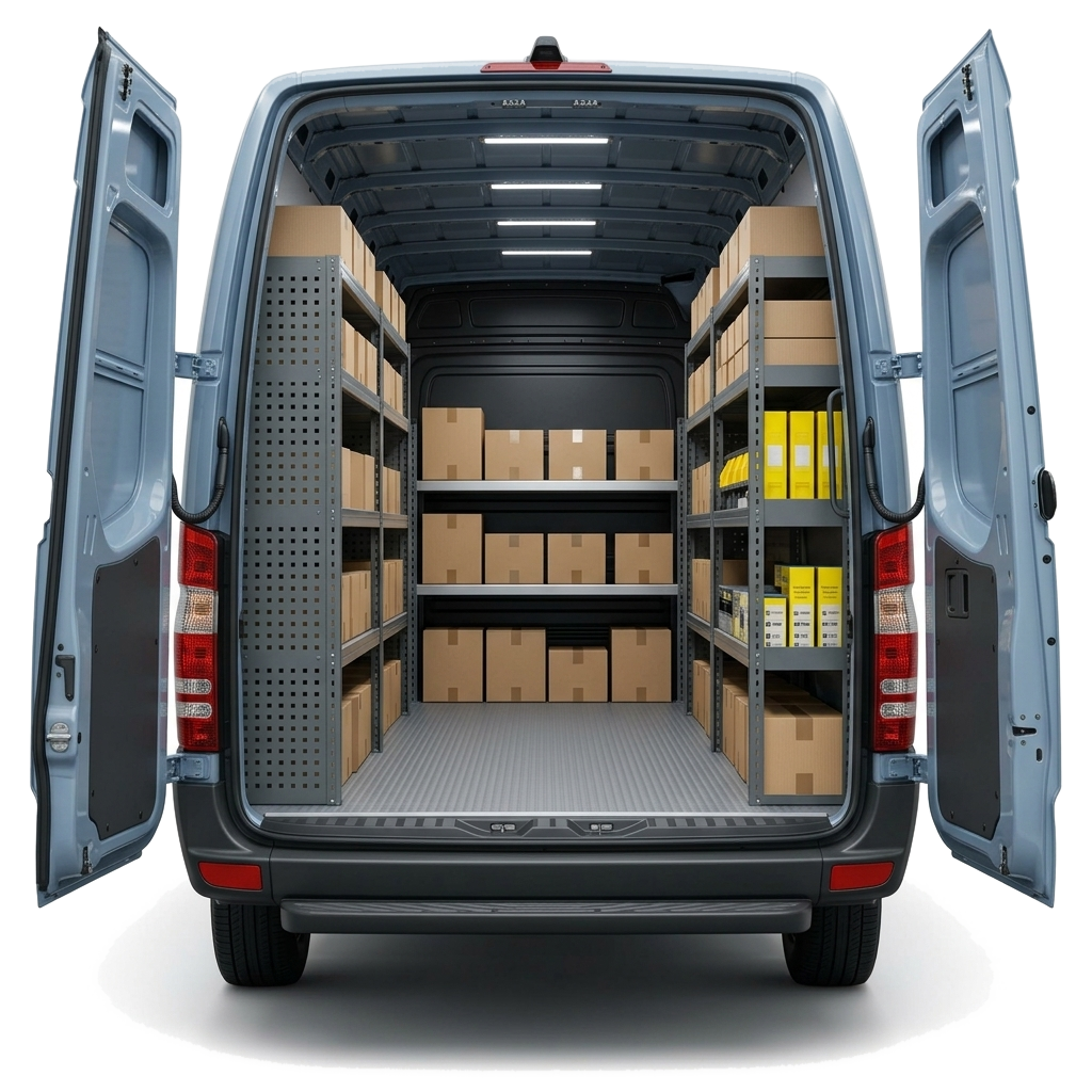 Mercedes-Benz Sprinter – geöffnet, Innenausbau sichtbar